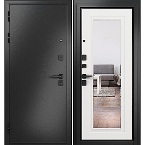 Дверь входная Траст Масс МП 9S-140 Антрацит букле/Белый ларче, с зеркалом, 2 замка