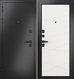 Дверь входная Trust Mass MP 9S-130 (чёрная фурнитура) Антрацит букле/Белый софт, 9S-130, 2 замка, с ночной задвижкой
