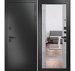 Дверь входная Trust Mass MP 9S-164 Антрацит букле/Бетон серый mirror (фурнитура черная)