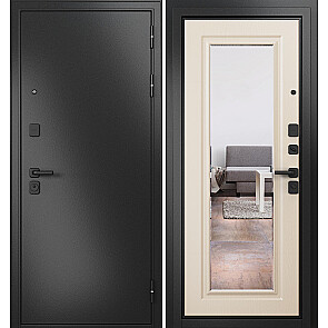 Дверь входная Траст Масс МП 9S-140 Антрацит букле/Дуб кофейный матовый, с зеркалом, 2 замка