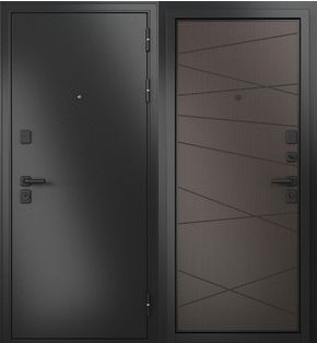 Дверь входная Траст Масс МП 9S-130 Антрацит букле/Шоколад ларче, 2 замка, с ночной задвижкой