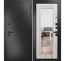 Дверь входная Trust Mass MP 9S-140 Антрацит букле/Ясень ривьера айс, с зеркалом, 2 замка, с ночной задвижкой