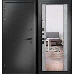 Дверь входная Траст Масс МП 9S-164 Антрацит букле/Бетон серый, с зеркалом, 2 замка