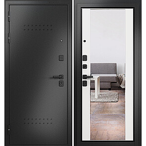 Дверь входная Траст Масс МП 9S-164 Антрацит букле/Белый софт, с зеркалом, 2 замка