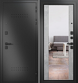 Дверь входная Trust Mass MP 9S-164, с зеркалом R-5, Антрацит букле/Бетон серый, 9S-164 mirror, 2 замка, с ночной задвижкой