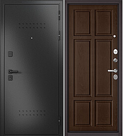Дверь входная Trust Mass MP 9S-109 (чёрная фурнитура) R-5, Антрацит букле/Дуб коньяк, 9S-109, 2 замка, с ночной задвижкой
