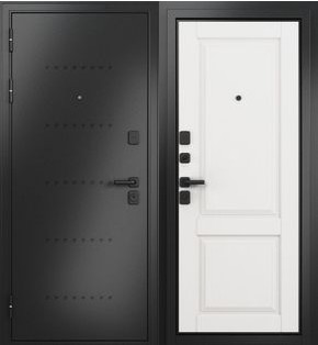 Дверь входная Траст Масс МП 9SD-1 Антрацит букле/Белый ларче, 2 замка, с ночной задвижкой