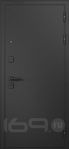 ДМ TRUST MASS MP Черный муар металлик (порог)/МДФ Белый Софт 9S-164 mirror 205*86 Правая (фурнитура чёрная)
