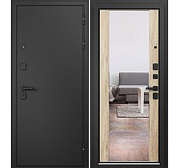 Дверь входная Trust Mass MP 9S-164 Черный муар металлик/Дуб шале натуральный mirror Черная броненакладка