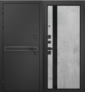 Дверь входная Траст Масс МП SiSt-3 Чёрный муар металлик/Бетон серый, 2 замка, с ночной задвижкой