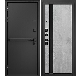 Дверь входная Trust Mass MP SiSt-3 Lakobel Black Черный муар металлик/Бетон серый, 2 замка, с ночной задвижкой