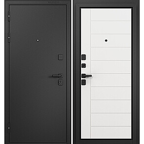 Дверь входная Траст Масс МП 9S-136 Черный муар металлик/Белый ларче, 2 замка
