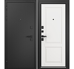 Дверь входная Trust Mass MP 9SD-1 чёрная броненакладка Черный муар металлик/Белый софт, 2 замка, с ночной задвижкой