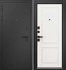 Дверь входная Trust Mass MP 9SD-1 чёрная броненакладка Черный муар металлик/Белый софт, 9SD-1, 2 замка, с ночной задвижкой