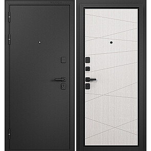 Дверь входная Траст Масс МП 9S-130 Черный муар металлик/Бьянко ларче, 2 замка