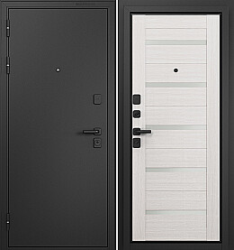 Дверь входная Trust Mass MP CR-3 Lakobel White Черный муар металлик/Бьянко ларче, CR-3 Lakobel White, 2 замка, с ночной задвижкой