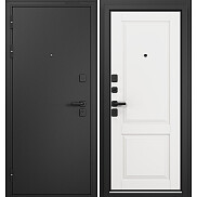 Дверь входная Trust Mass MP 9SD-1 (чёрная фурнитура) Черный муар металлик/Белый софт, 2 замка, с ночной задвижкой