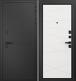 Дверь входная Trust Mass MP 9S-130 R-4, Черный муар металлик/Белый ларче, 9S-130, 2 замка, с ночной задвижкой