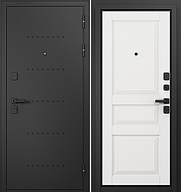 Дверь входная Trust Mass MP 9SD-2 R-6, Черный муар металлик/Белый ларче, 9SD-2, 2 замка, с ночной задвижкой