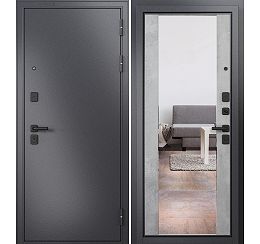 ДМ TRUST MASS MP Графит букле/МДФ Бетон серый 9S-164 mirror 205*96 Левая ( фур-ра чёрная) 