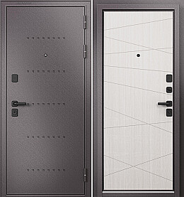 Дверь входная Trust Mass MP 9S-130 (порог) R-6, Шоколад букле/Бьянко ларче, 9S-130, 2 замка, с ночной задвижкой