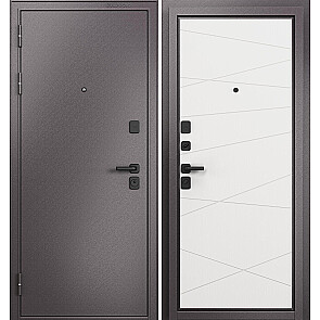 Дверь входная Траст Масс МП 9S-130 Шоколад букле/Белый ларче, 2 замка, с ночной задвижкой