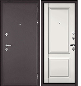 Дверь входная Trust Mass MP 9SD-1 (чёрная фурнитура) Шоколад букле/Белый софт, 9SD-1, 2 замка, с ночной задвижкой