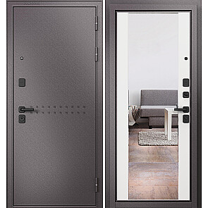 Дверь входная Траст Масс МП 9S-164 Шоколад букле/Белый софт, с зеркалом, 2 замка