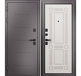 Дверь входная Trust Mass MP 9S-104 Шоколад букле/Бьянко ларче, 2 замка, с ночной задвижкой