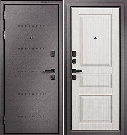 Дверь входная Trust Mass MP 9SD-2 R-6, Шоколад букле/Бьянко ларче, 9SD-2, 2 замка, с ночной задвижкой