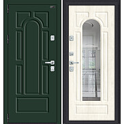 Дверь входная Porta M-3P 55.56 Green Stark/Nordic Oak, с зеркалом, 2 замка
