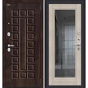 Дверь входная Porta S-3P 51/П61 Almon 28/Cappuccino Veralinga/Reflex, с зеркалом, 2 замка
