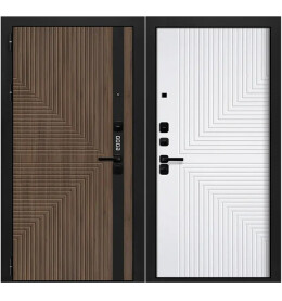 Дверь входная Good 1 Орех гварнери/Velluto Bianco, 2 замка