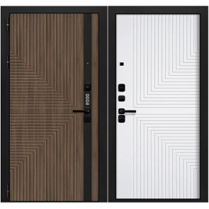 Дверь входная Good 1 Орех гварнери/Velluto Bianco, 2 замка