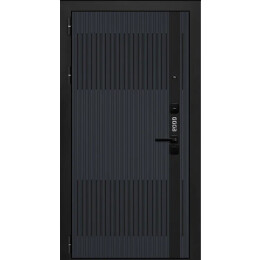 Дверь входная Good 2 Графит шагрень/Velluto Bianco, с зеркалом, 2 замка, с ночной задвижкой