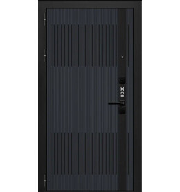 Дверь входная Good 2 Графит шагрень/Velluto Bianco, с зеркалом, 2 замка