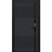 Дверь входная Good 2 Графит шагрень/Velluto Bianco, с зеркалом, 2 замка, с ночной задвижкой