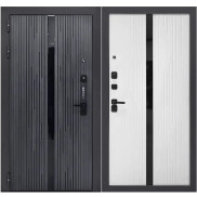 Дверь входная Lukse-502 Графит/Софт белый, 2 замка, с ночной задвижкой