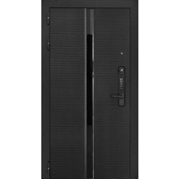 Дверь входная Lukse-504 Черный карбон/Чесура светлая, 2 замка, с ночной задвижкой