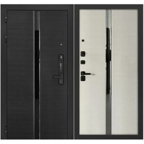 Дверь входная Lukse-504 Черный карбон/Чесура светлая, 2 замка