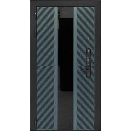 Дверь входная Lukse-506 Vellutto Verde/Белый матовый, с зеркалом, 2 замка, с ночной задвижкой