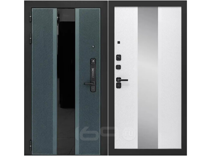 ДC PP Lukse-506 Черный муар/МДФ Vellutto Verde, патина черная, стекло черное лакобель/МДФ Белый матовый, зеркало 205*86 Левая