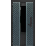 Дверь входная Lukse-506 Vellutto Verde/Белый матовый, с зеркалом, 2 замка, с ночной задвижкой