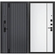 Дверь входная Vetro 1 Графит/Эмалит белый, 2 замка, с ночной задвижкой