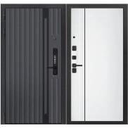 Дверь входная Vetro 1 Графит/Эмалит белый, 2 замка, с ночной задвижкой