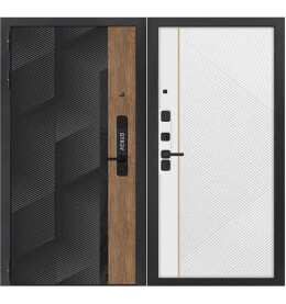 Дверь входная Vetro 6 Орех пекан медовый/Эмалит белый, 2 замка