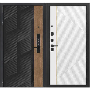 Дверь входная Vetro 6 Орех пекан медовый/Эмалит белый, 2 замка