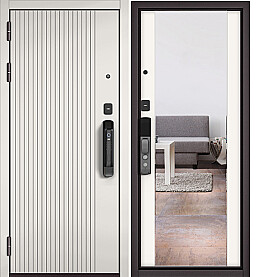 Дверь входная City Max IQ PP 161 CSmart/164 CSmart (чёрная фурнитура) Эмаль белоснежная, 161 CSmart/Эмаль белоснежная, 164 CSmart, 2 замка