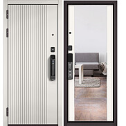 Дверь входная City Max IQ PP 161 CSmart/164 CSmart (чёрная фурнитура) Эмаль белоснежная/Эмаль белоснежная, 2 замка
