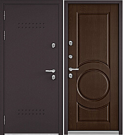 Дверь входная Termo Split MP R5 (порог)/D-6 (порог) с терморазрывом Шоколад букле, R5 (порог)/Дуб коньяк, D-6, 2 замка, с ночной задвижкой